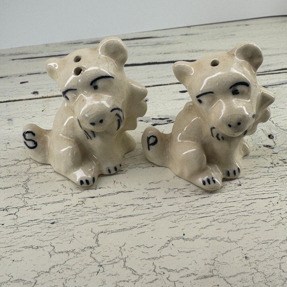 VTG MCM Bonzo Dog Salt Pepper Shaker Japan Ceramic Kitsch Anthropomorphic HTF